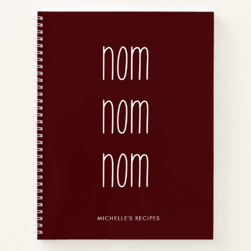 Red Handwritten Nom Nom Name Kitchen Recipe Notebook