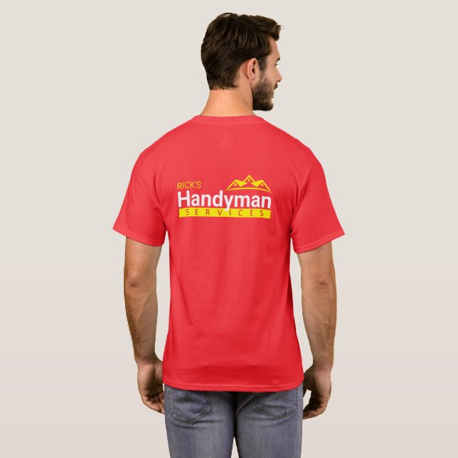 Red Handyman Business Mens T-Shirt - Home Business (Back Full)