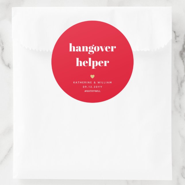  Red Hangover Helper Classic Round Sticker (Bag)