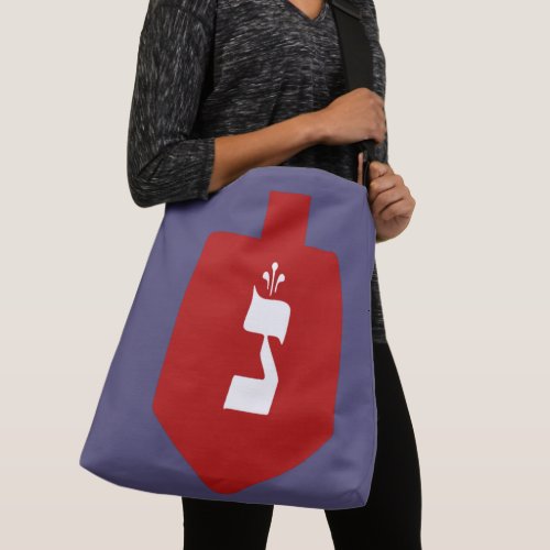 Red Hanukkah Dreidel w Hebrew Letters Nun  Shin Crossbody Bag