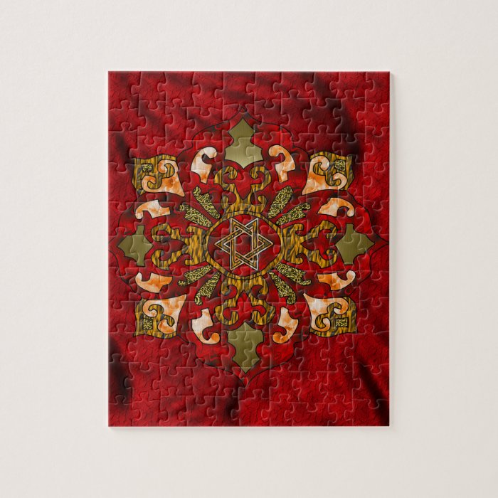 Red Hanukkah Mandala Jigsaw Puzzles