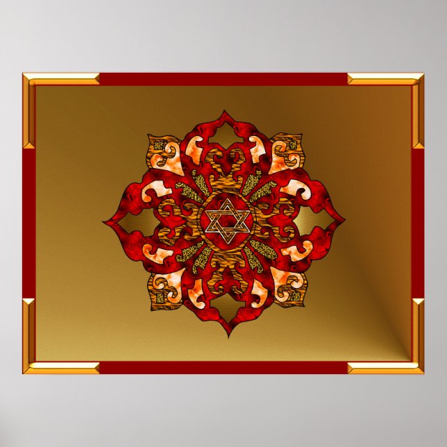 Red Hanukkah Mandala Poster (Front)