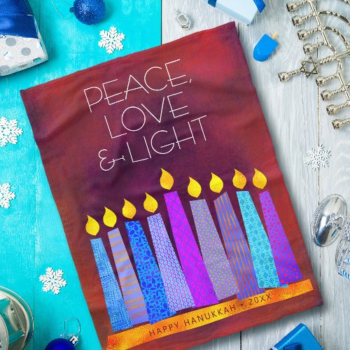 Red Hanukkah Menorah Candles Peace Love Light Bold Fleece Blanket
