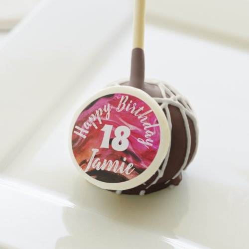 Red Happy 18th Birthday  Personalized Name Cake Pops