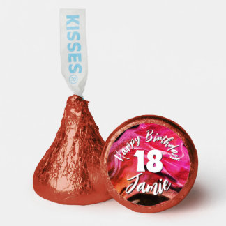 Red Happy 18th Birthday & Personalized Name Hershey®'s Kisses®