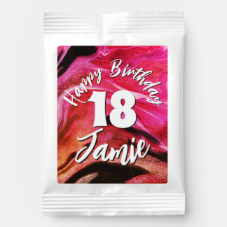 Red Happy 18th Birthday & Personalized Name Hot Chocolate Drink Mix