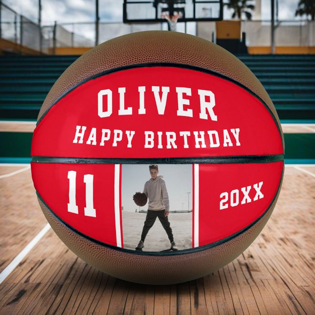 Red Happy Birthday Photo Basketball (Creator Uploaded)