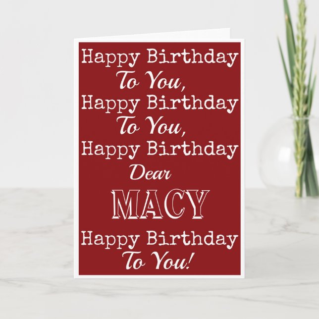 Red Happy Birthday Song Greeting Card (Front)