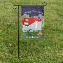 Red Happy Camper Personalized Garden Flag