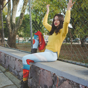 Red Happy Crab On A Beach Leggings