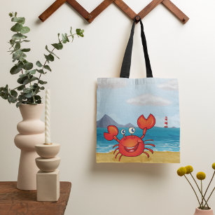 Crab Beach Tote Bags