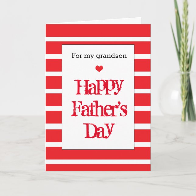 Red Happy Father's Day Grandson Card (Front)