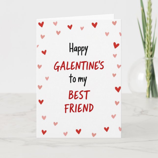 Red Happy Galentines Best Friend Card (Front)