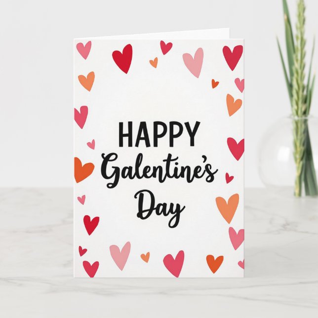 Red Happy Galentines Day Card (Front)