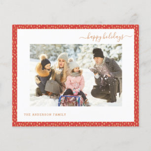 Red Happy Holiday 2 Photo Modern 2025 Card