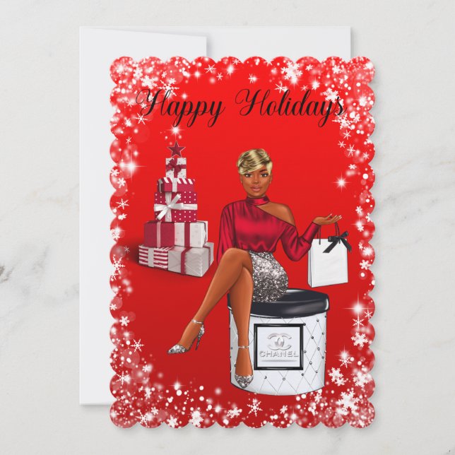 Red Happy Holiday Postcard (Front)