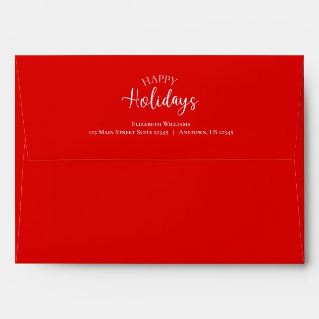 Red Happy Holidays Christmas Envelope (Back (Top Flap))