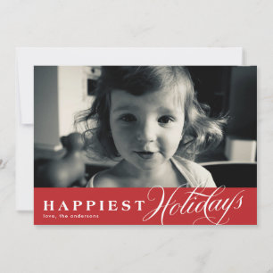 Red Happy Holidays Overlay Christmas Photo Card