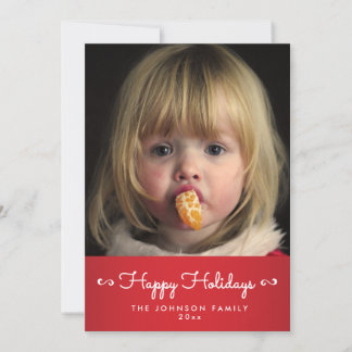 Red Happy Holidays Personalized Photo Cards