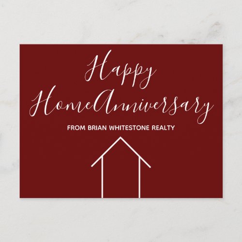 Red Happy Home Anniversary Real Estate Company Postcard