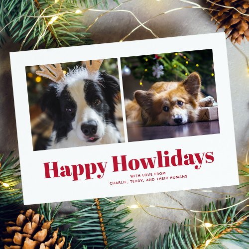 Red Happy Howlidays From the Dogs Holiday Card