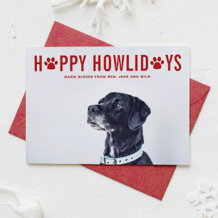 Red Happy Howlidays Modern Typography Pet Holiday