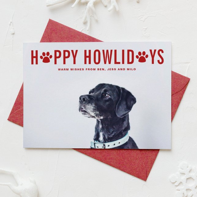 Red Happy Howlidays Modern Typography Pet Holiday (Creator Uploaded)