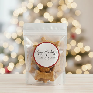 Red Happy Howlidays Paw Print Round Sticker