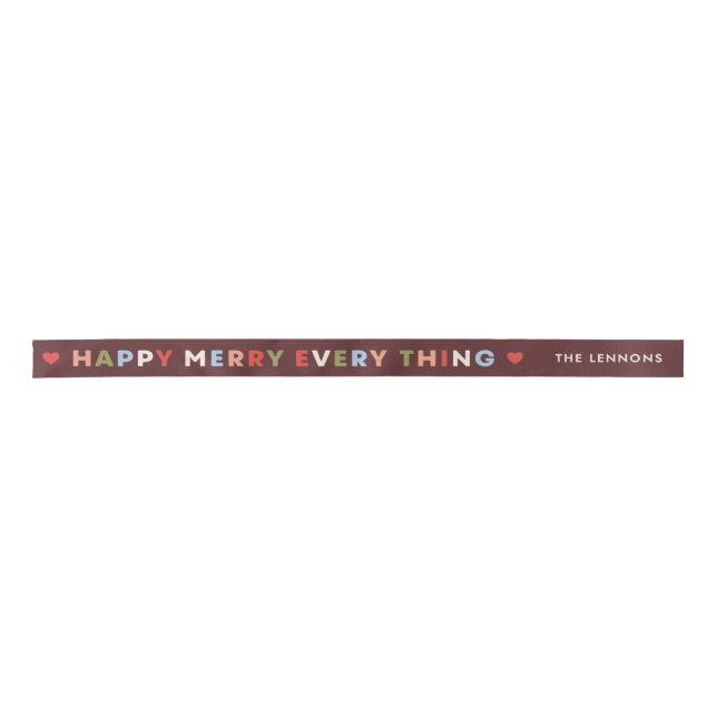 Red Happy Merry Everything Christmas Ribbon (Front)