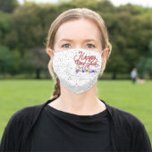 Red Happy New Year Adult Cloth Face Mask (Outside)