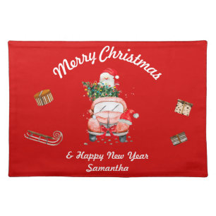 Red Happy new year Christmas gift for wife Cloth Placemat