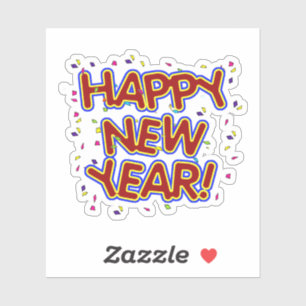 Red Happy New Year Sticker