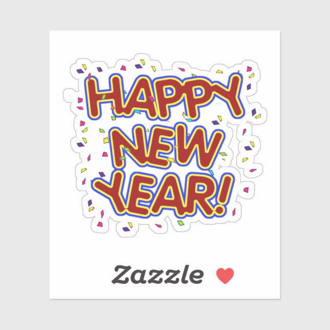 Red Happy New Year   Sticker (Sheet)