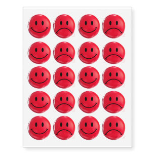 Red Happy & Sad Bi Polar Temporary Tattoos