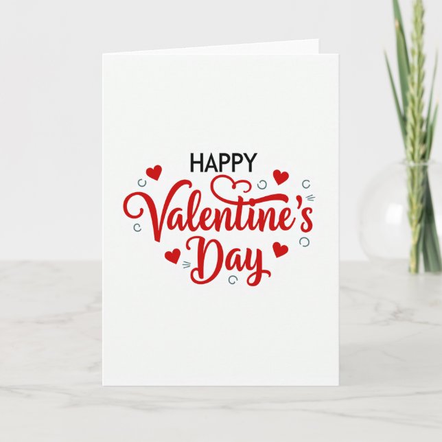 Red Happy Script Valentines Day Card (Front)