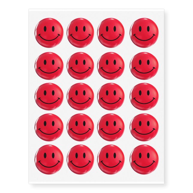Red Happy Temporary Tattoos (Front)