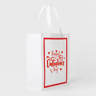 Red Happy Valentine’s Day Grocery Bag