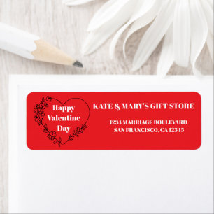Red Happy Valentine's Day Business Name Website Label