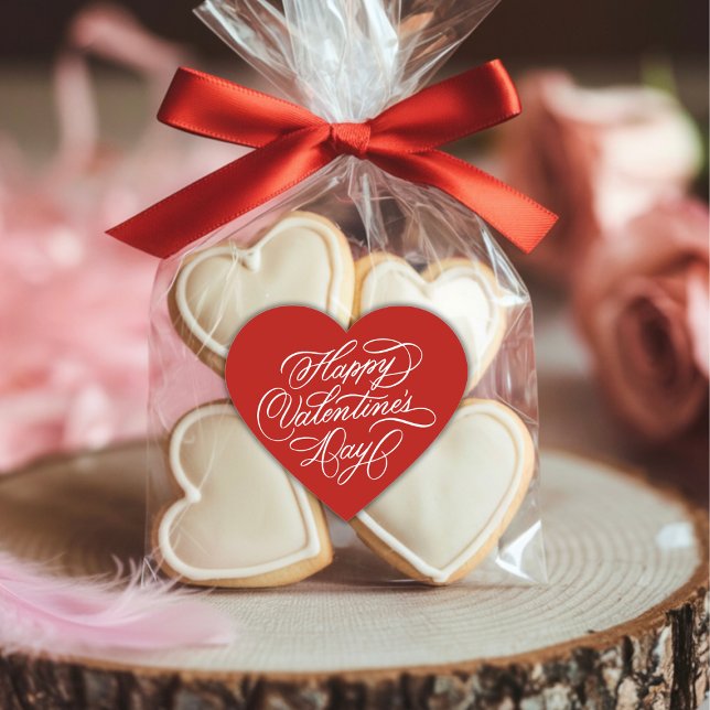Red Happy Valentines Day Calligraphy  Heart Sticker (Creator Uploaded)