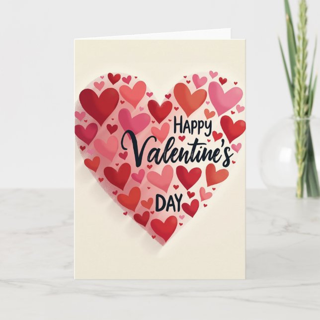Red Happy Valentines Day Heart Card (Front)