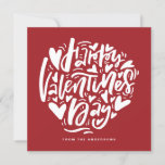 Red Happy Valentine's Day Modern Calligraphy Holiday Card<br><div class="desc">Red Happy Valentine's Day Modern Calligraphy Holiday Card  |  Send love and greetings to family and friends with this customizable card. This cute Valentine's day card features modern calligraphy with hearts doodles. Personalize by adding your photo and text.</div>