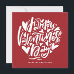 Red Happy Valentine's Day Modern Calligraphy Holiday Card<br><div class="desc">Red Happy Valentine's Day Modern Calligraphy Holiday Card  |  Send love and greetings to family and friends with this customizable card. This cute Valentine's day card features modern calligraphy with hearts doodles. Personalize by adding your photo and text.</div>