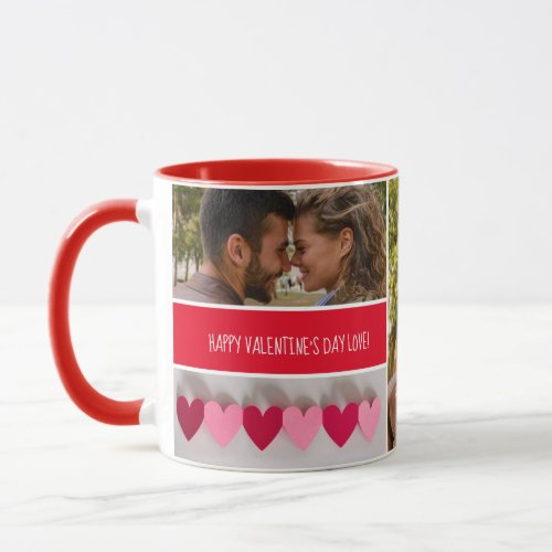 RED Happy Valentines Day Photo Collage Mug