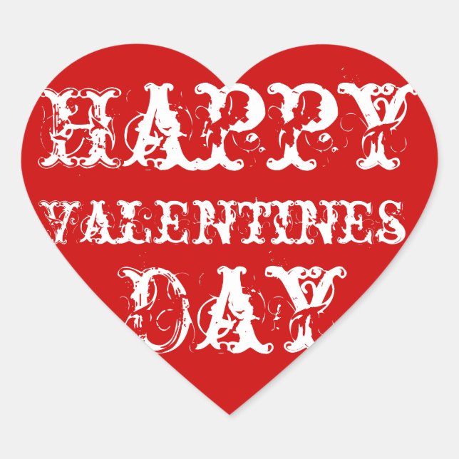 Red Happy Valentines Day Stickers (Front)