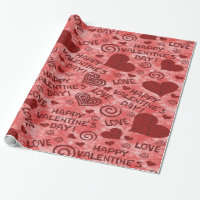 Red Happy Valentine's Day Wrapping Paper