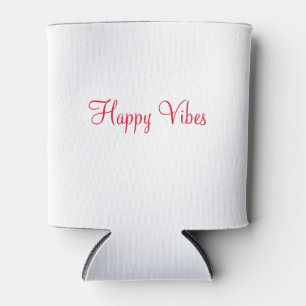 Red happy vibes holiday simple minimal calligraphy can cooler