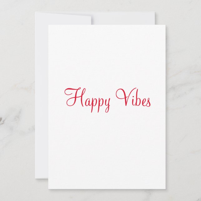 Red happy vibes holiday simple minimal calligraphy card (Front)