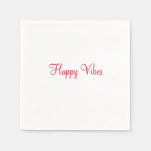 Red happy vibes holiday simple minimal calligraphy napkins