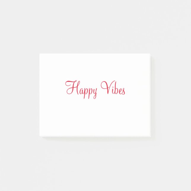 Red happy vibes holiday simple minimal calligraphy post-it notes (Front)