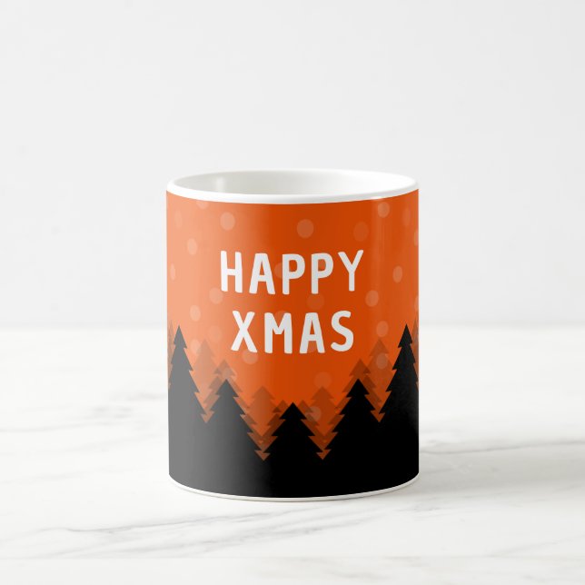 Red Happy Xmas mug with forest, trees and snow (Center)